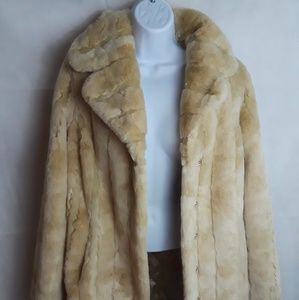 Express womens faux fur jacket size small tan coat